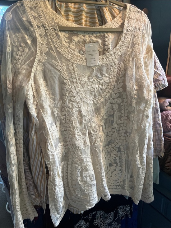 Modern Vintage Other - Modern Vintage Ivory Embroidered Lace Sheer Top